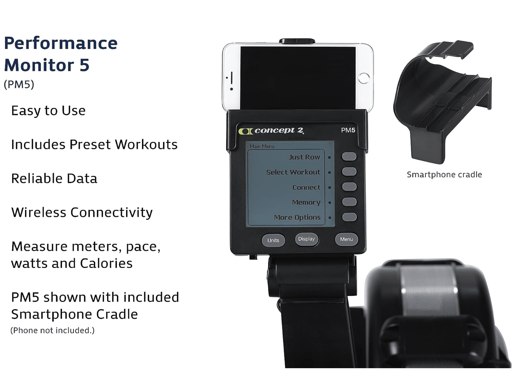 Concept2 RowErg Indoor Rowing Machine - PM5 Monitor, Device Holder, Adjustable Air Resistance, Easy Storage with FitXion Seat Cushion