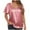 Hot Pink, variant on Tops for Women Plus Size Bright Color Solid Color V-Neck Short Sleeved Shirt Brown L