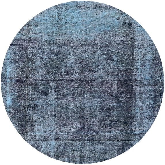 Ahgly Company Indoor Round Mid-Century Modern Light Purple Blue Oriental Area Rugs, 4' Round