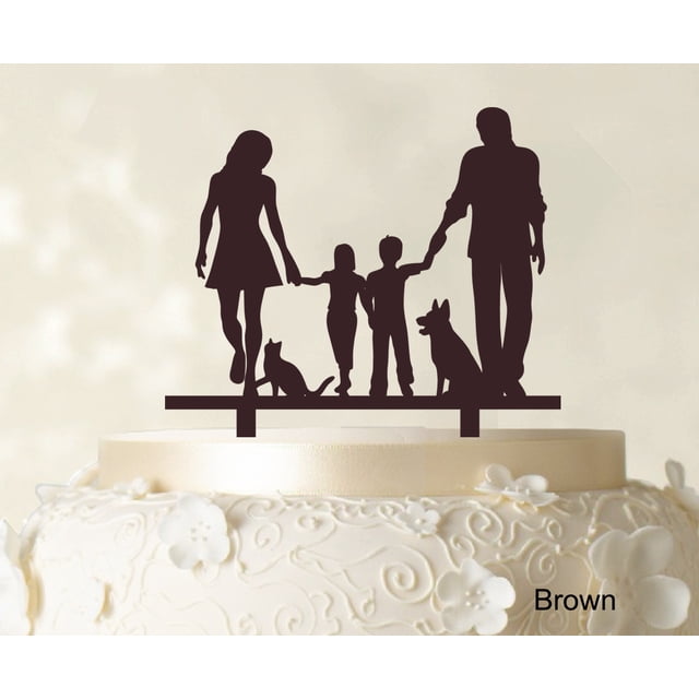 Family Cake Topper Personalized Silhouette Cake Topper Color Option Available 6-8 Inches Wide