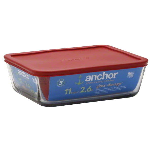 Anchor Hocking Classic Glass Food Storage Container With Lid Red 11 Cup Clear Regular 77931 Com Anchor Hocking Classic Glass Food, Anchor Hocking Classic Glass Food Storage Containers With Lids