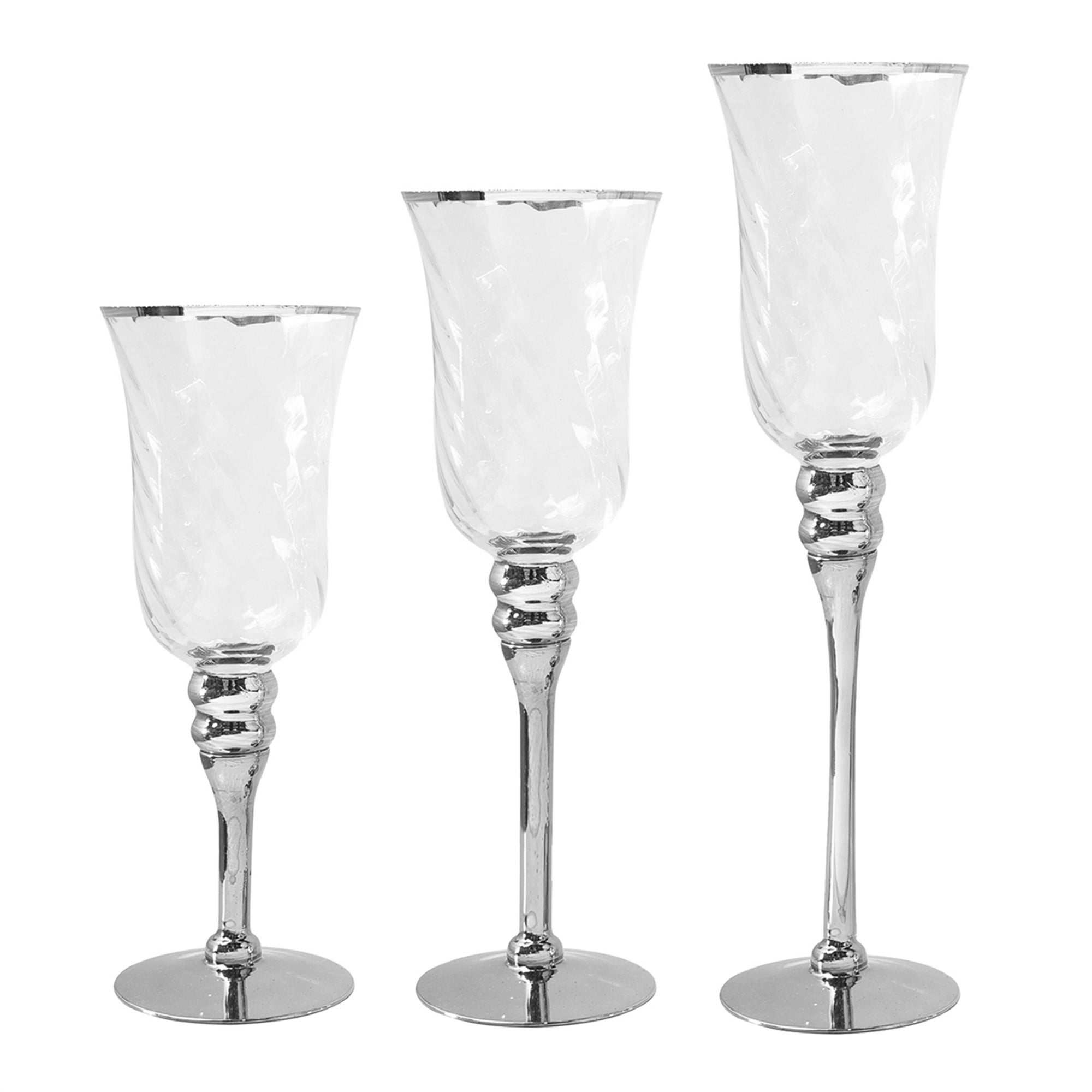 Juego Portavelas Decorativo Sienna Silver 3 Pzas