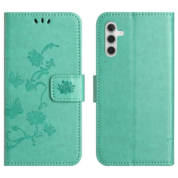 Allytech Galaxy A54 5G Case 6.4" Phone, PU Leather Lotus Butterfly Embossed Cards Holders Kickstand Shockproof Bumper Protective Flip Wallet Case Cover for Samsung Galaxy A54 5G - Green