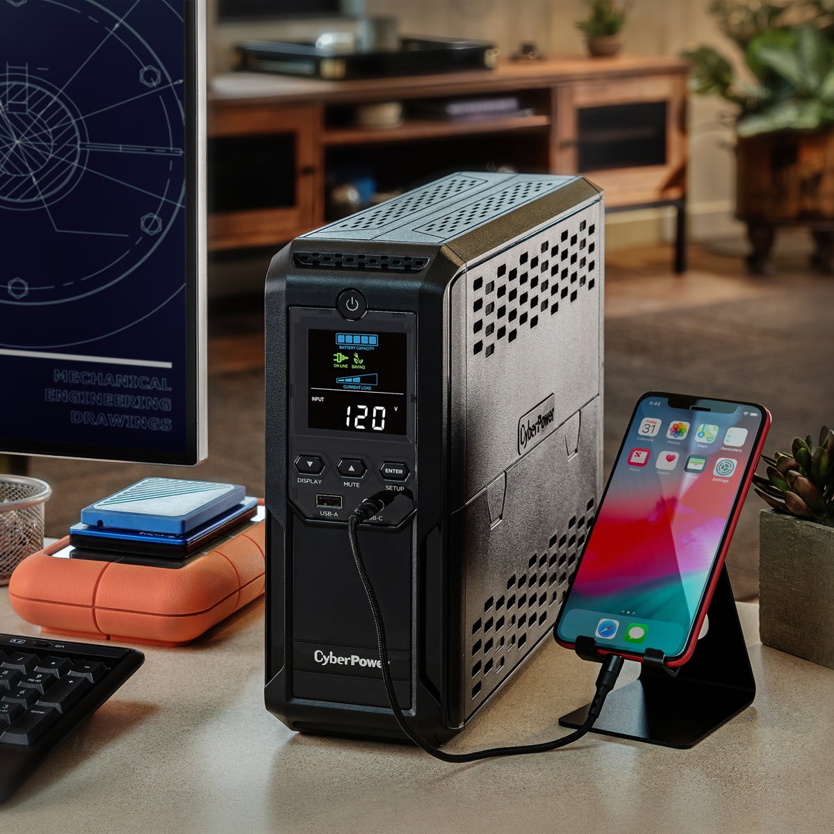 CyberPower BRG1500AVRLCD2 Intelligent LCD UPS Systems - 1500VA/900W, 57 - 120 VAC, NEMA 5-15P, Mini-Tower, 12 Outlets