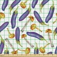thumbnail image 2 of Ambesonne Harvest Fabric by the Yard Upholstery, Eggplants Mushrooms Art, 10 Yards, Blue Violet Dark Orange, 2 of 5