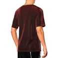 thumbnail image 3 of Camisetas de malla transparente INSPIRE CHIC para hombres, camiseta de manga corta, camiseta brillante con purpurina metálica, talla L roja, 3 of 5