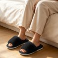 thumbnail image 4 of JUSLIO Womens House Slippers Non Slip Indoor House Slippers Open Toe Slides Slip On Fuzzy Plush Flat Sole Slippers Black, 4 of 7