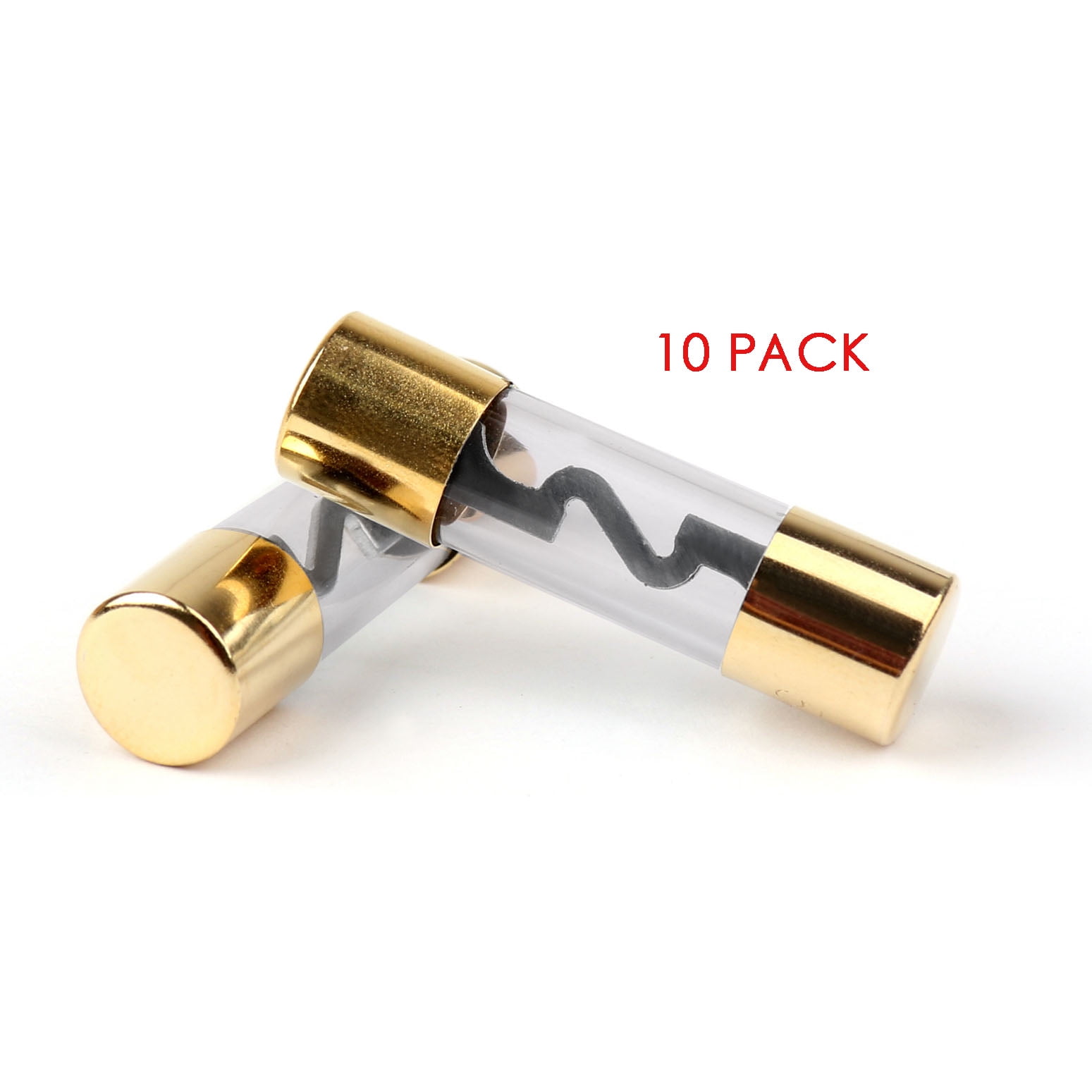 10 Pack Gold Plated Glass Car Audio Amp Inline AGU Fuse 50 Amp 