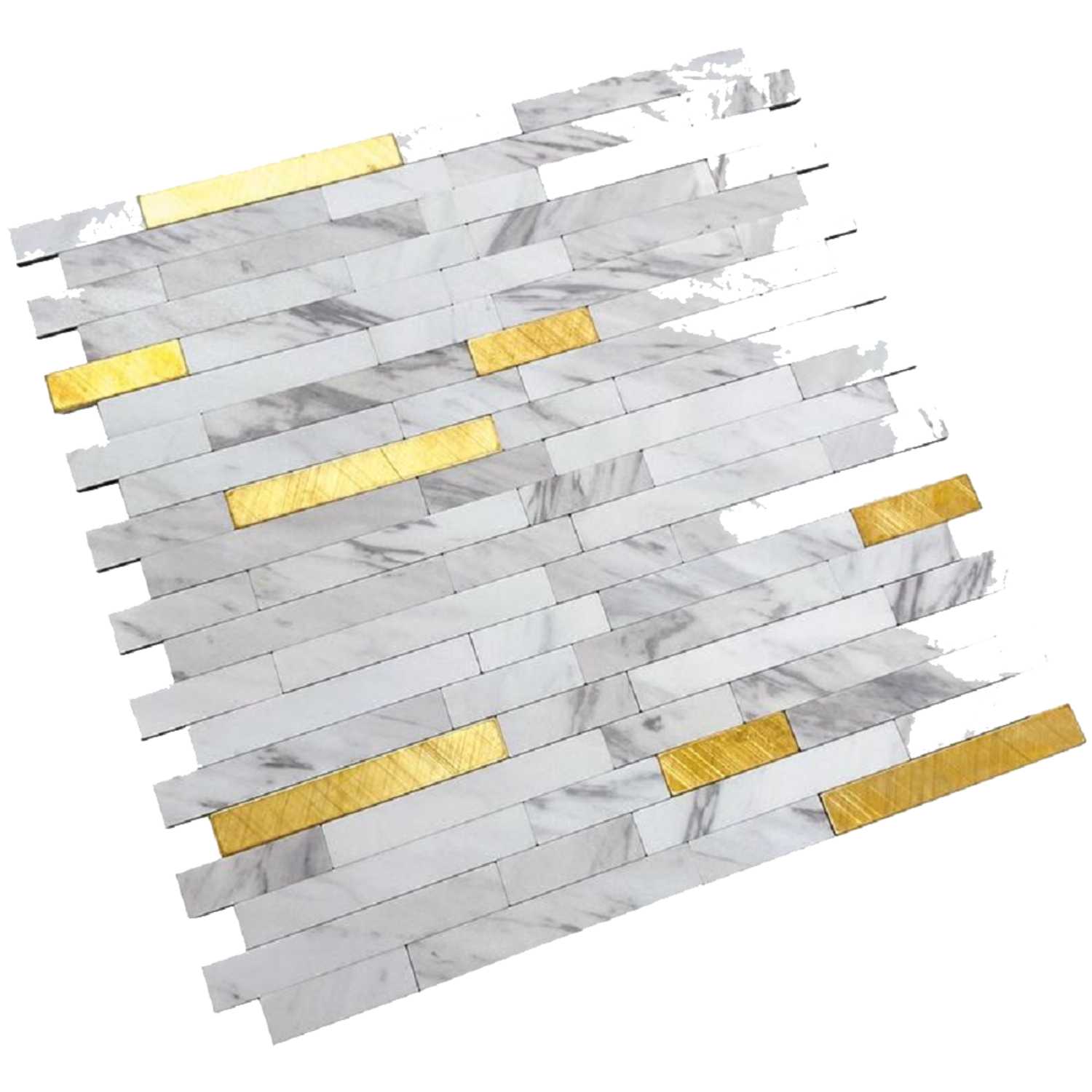 10 pack Stack White and Gold 11.8 in.x10.23 in. Metal Peel and Stick Backsplash Tile for Kitchen and Bathroom (9.26 sq ft/ Case)