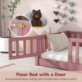 thumbnail image 4 of PAPROOS Twin Montessor Floor Bed, Solid Wood Toddler Bed with Safety Guardrail and Door, Easy Assembly, Low-to-Floor Bed Frame with Slats for Kids, Pink, 4 of 7