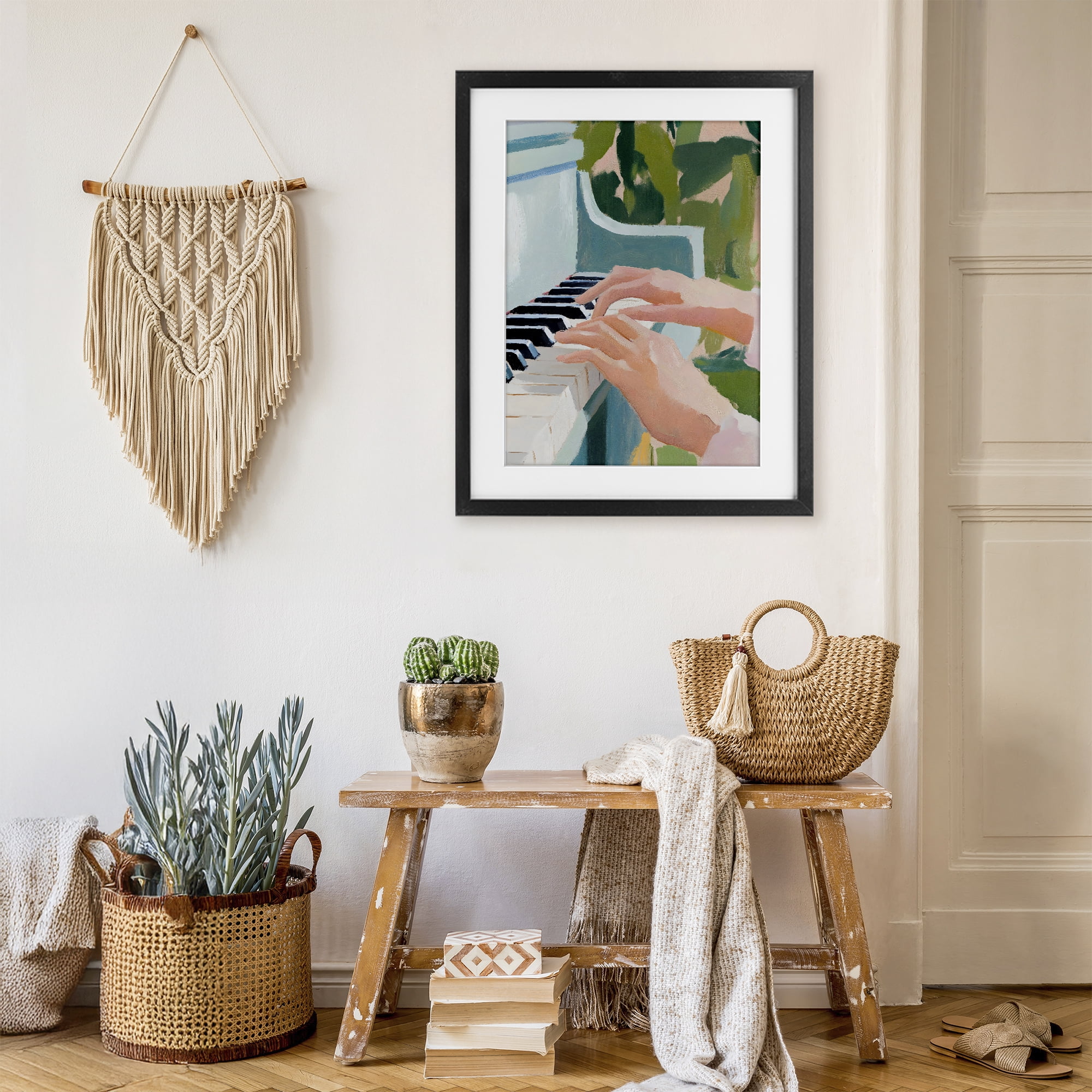 Stupell Industries Piano Hands in Sunlit Space Black Framed Print Under Glass, design by The Prints Vibe