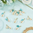 thumbnail image 6 of 1 Box 14Pcs Crochet Marker Charms Ocean Stitch Markers Golden Cowrie Shell Summer Turquoise Turtle Lobster Clasp Locking Knitting Charms for Jewelry Making Charm Diy Craft Sewing Weave Adult DIY, 6 of 7