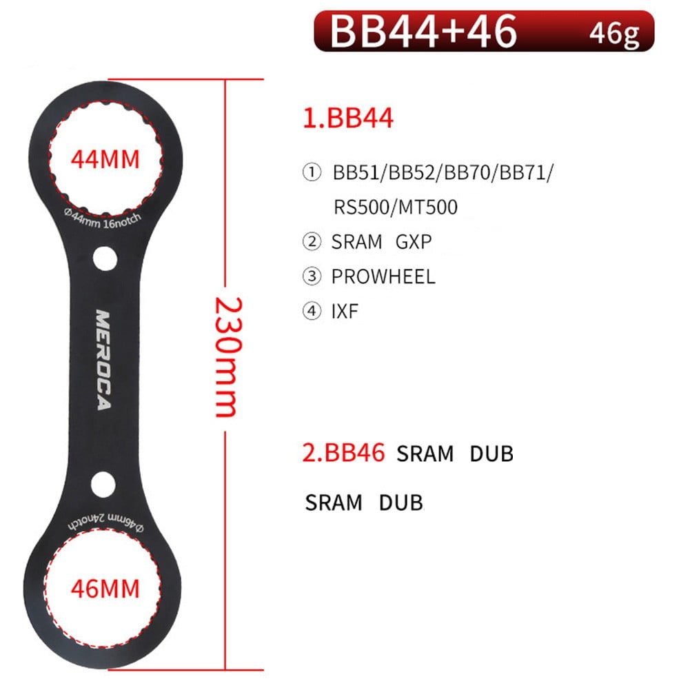 Bicycle Bike Hollow Crankset Removal Tool BB44/BB46 Bottom Bracket Wrench Kit 