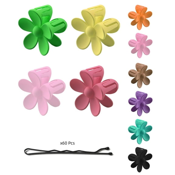 70 Pcs hair claw clips for thick hairs 4 pcs large flower claw clips for hair 6 pcs small hair clips for women for flower hair clips for women 60 pcs Small bobby pin，girl small claw clips flower clips