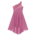 thumbnail image 5 of TSSOE Flower Girl Dresses for Wedding Kids Glitter One Shoulder High Low Birthday Party Dress Ball Pink 6, 5 of 7