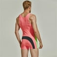 thumbnail image 5 of Odeerbi Athletic Swimsuits for Men Outdoor Sports Leisure Erogenous Elastic One Piece Color Matching Quick Drying Swimsuit Pink, 5 of 7