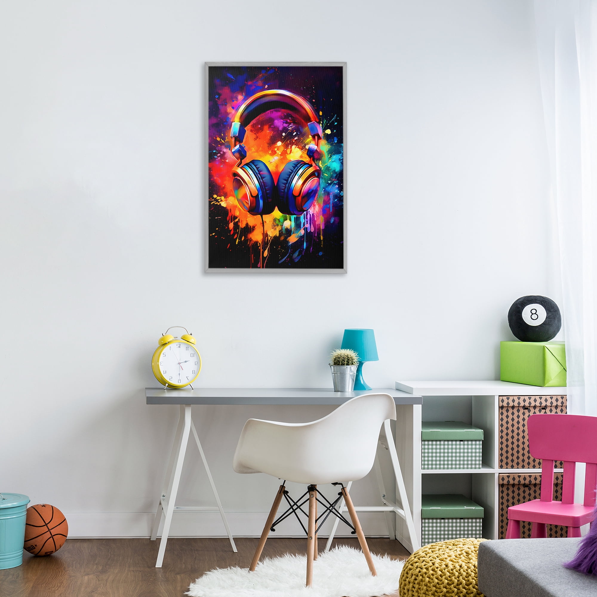 Stupell Industries Musical Color Pop Splash Gray Framed Giclee Art, design by Creative Studio