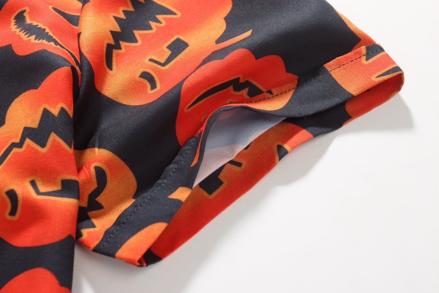 SSLR Men's Halloween Skeleton Pumpkin Button-Up Shirt - Short Sleeve, Lightweight, Black, Size Medium - View #5