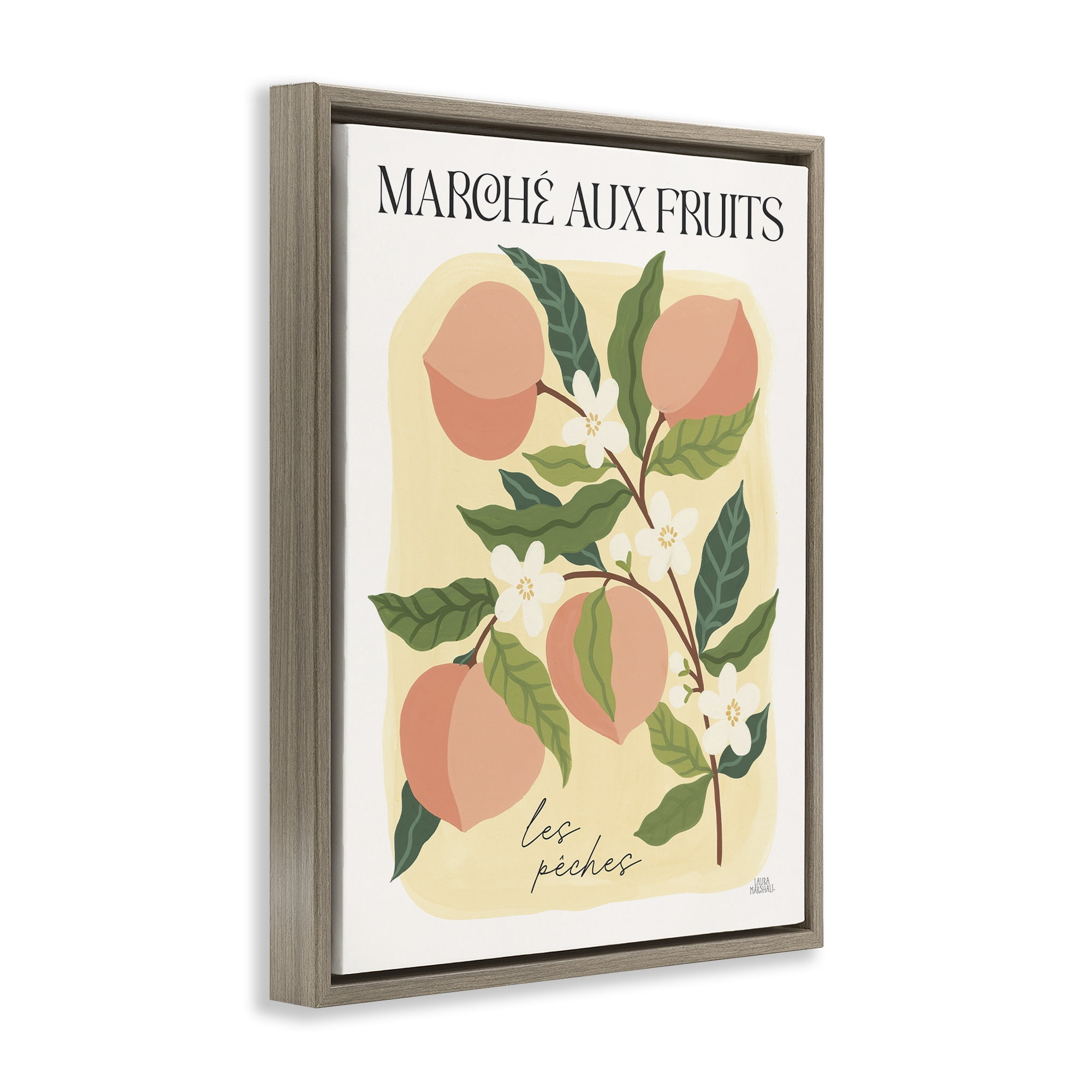Stupell Industries Marche Aux Peaches Food & Beverage Painting Brown Floater Framed Art Print Wall Art, 25 x 31