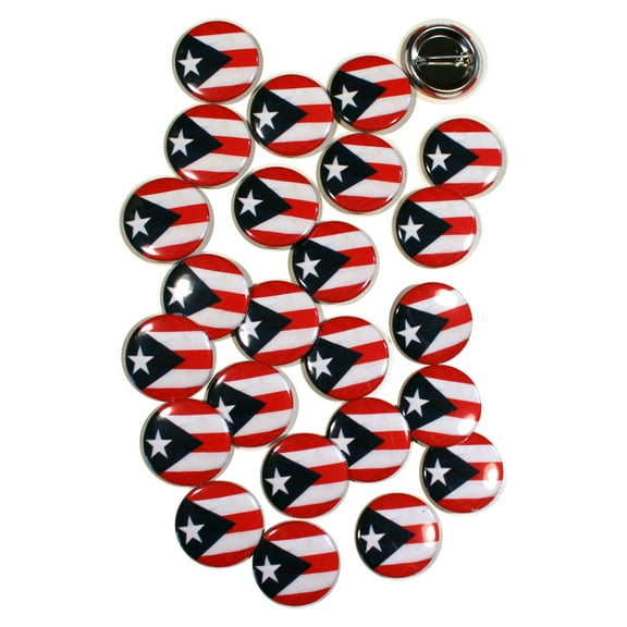 Puerto Rico Flag Pinback Buttons - 1.5 Inch Round - 25 Pack