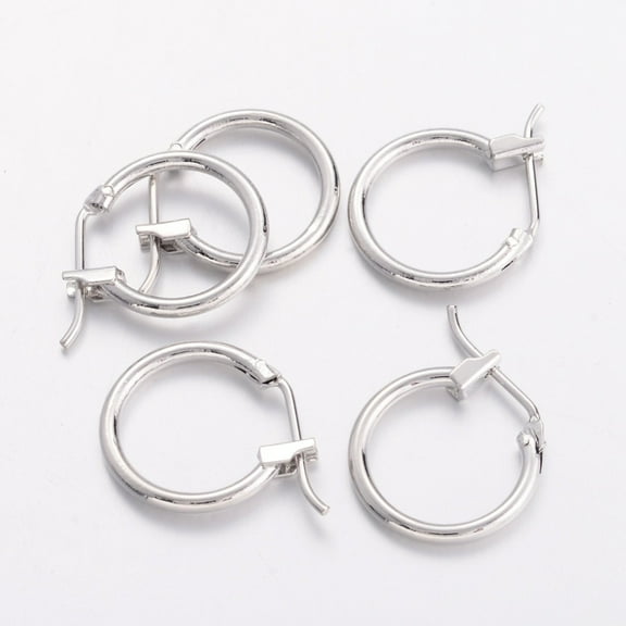 10pc Brass Hoop Earrings Nickel Free Platinum Color 14x1.5mm Material Brass