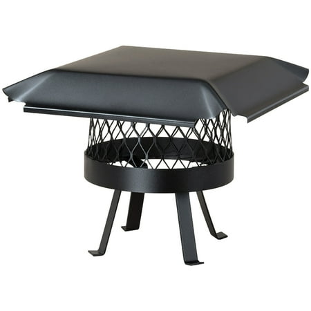Draft King Single-Flue Black Galvanized-Steel Round Slip-in Welded-Leg Chimney Flue Chimney Cap
