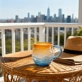 thumbnail image 7 of Handblown Sea Glass Sunset Mug - Wave-Patterned Beach Theme Drinkware, Sea-Inspired Tea Cup, Glass Mug with Soft Sunset Hues, Unique Coastal Home Decor Accessory, 3.93in, Multicolour, 7 of 7