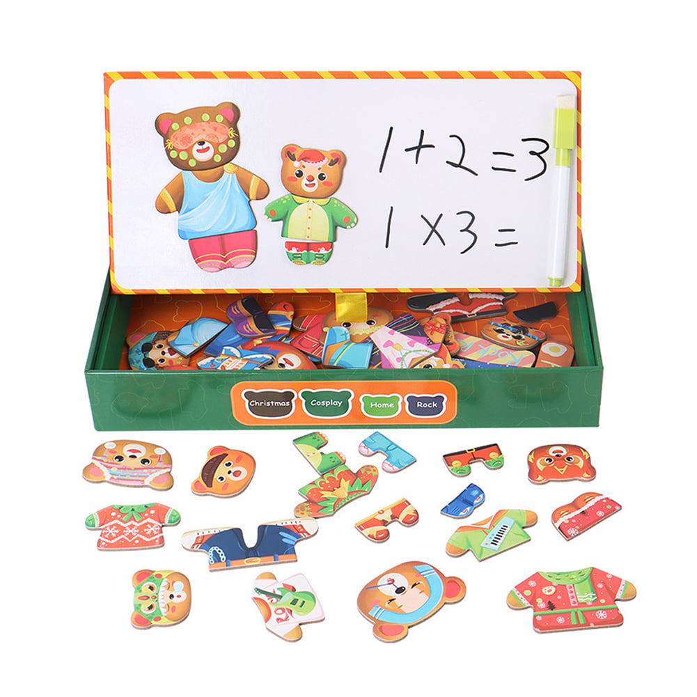 Wooden Montessori Boy Jigsaw Puzzle Change Clothes Kids Educational Toy 