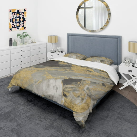 Designart 'Marble Gold and Black' Glam Duvet Cover Set