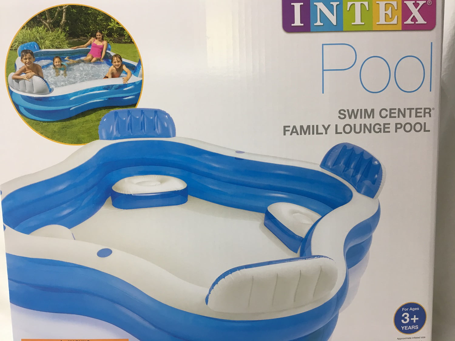88in X 85in X 30in Intex Swim Center Inflatable Family Lounge Pool for Ages 3+ 