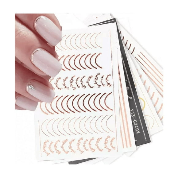 Decoración Uñas Tatuaje Línea De Metal Pegatina Autoadhesivo