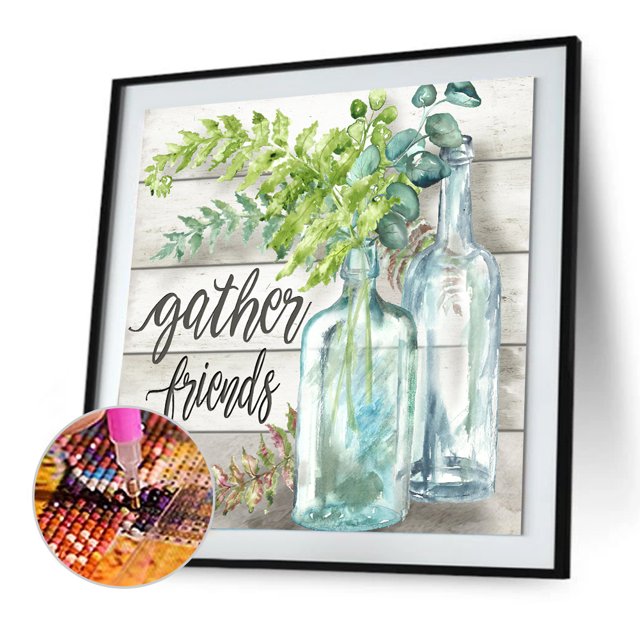 Cuadros Decorativos 5D DIY taladro redondo completo diamante pintura botella flor dibujo Likrtyny embutido en tela