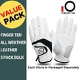 thumbnail image 3 of FINGER TEN Golf Gloves Men Left Hand Right Leather Value 5 Pack, Mens Golf Glove for Right Left Handed Golfer All Weather Grip Small Medium ML Large XL XXL 3XL, 3 of 8