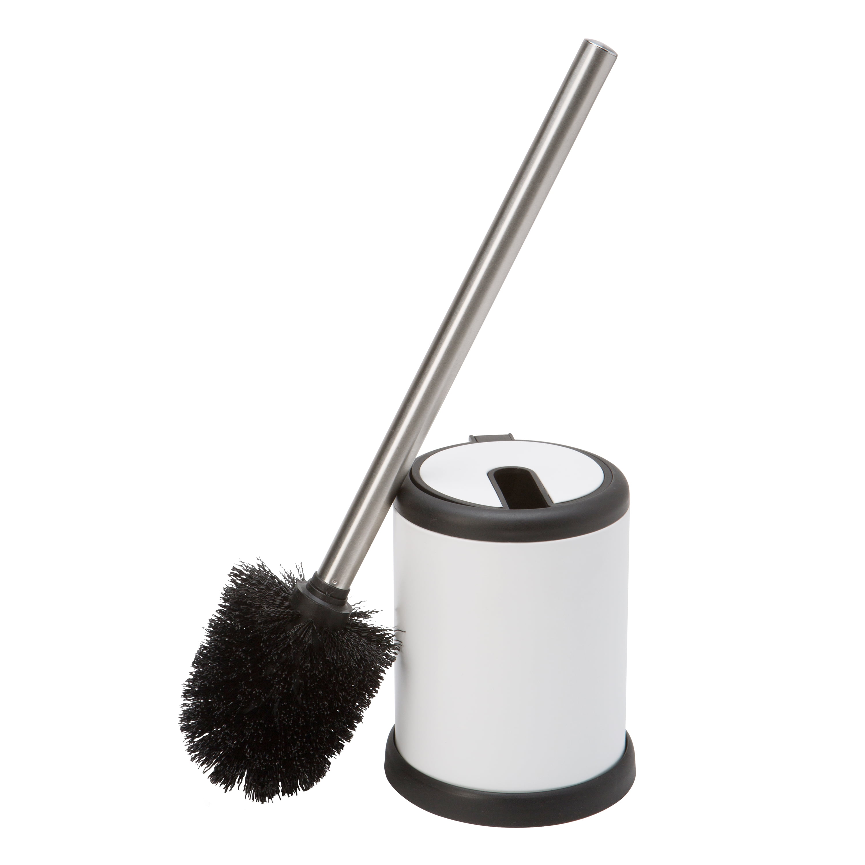 Bath Bliss 2 Pack Self Closing Lid Toilet Brush and Holder in White