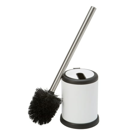 Bath Bliss Self Closing Lid Toilet Brush and Holder in White