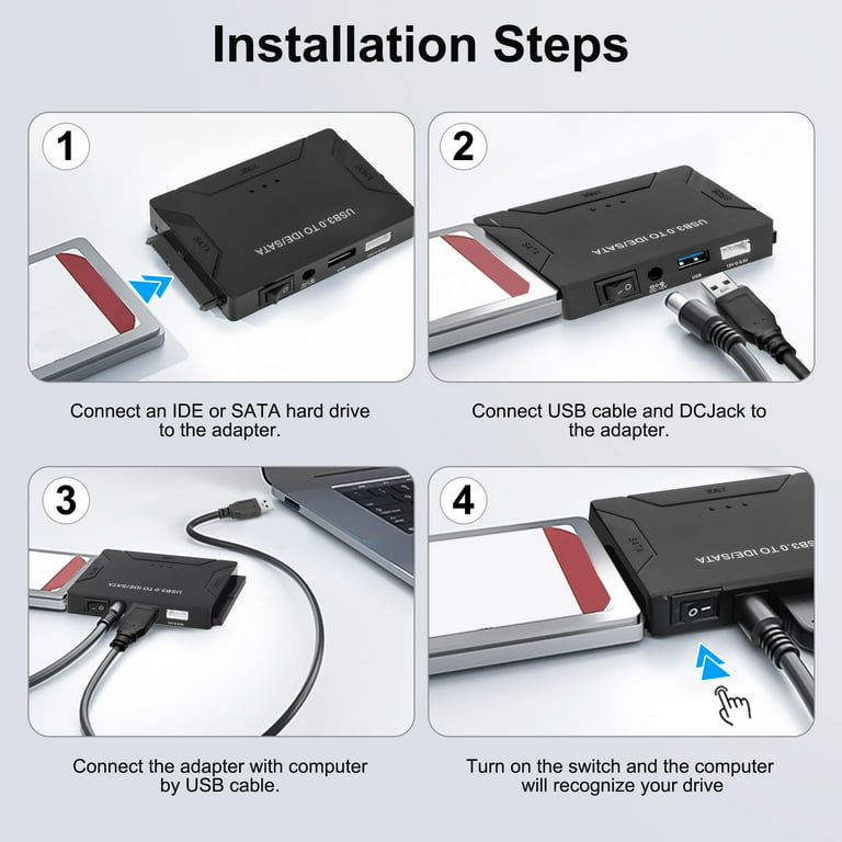 USB 3.0 to IDE/SATA Converter, EEEkit Hard Drive Adapter Fit for Universal  2.5/3.5 SATA HDD/SSD & IDE HDD Drives, Support 6TB