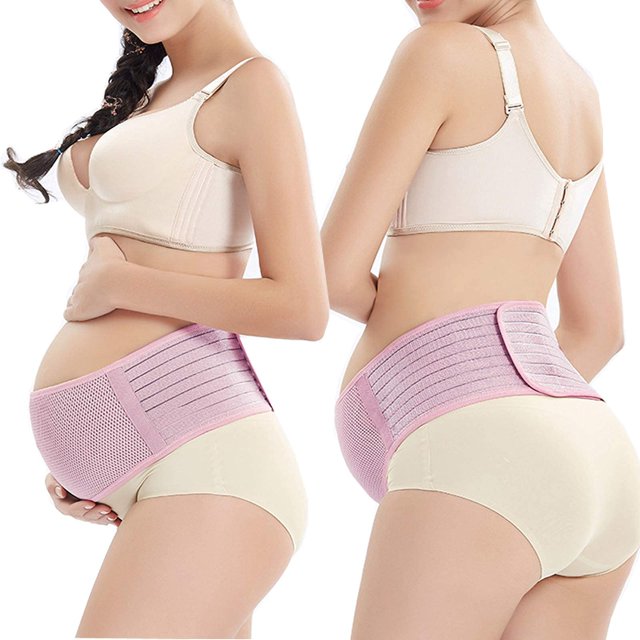 Cinturón de maternidad, cinturón abdominal durante el embarazo, soporte posparto cómodo para la espalda y la pelvis, entrenador de cintura ajustable para mujeres (rosa)