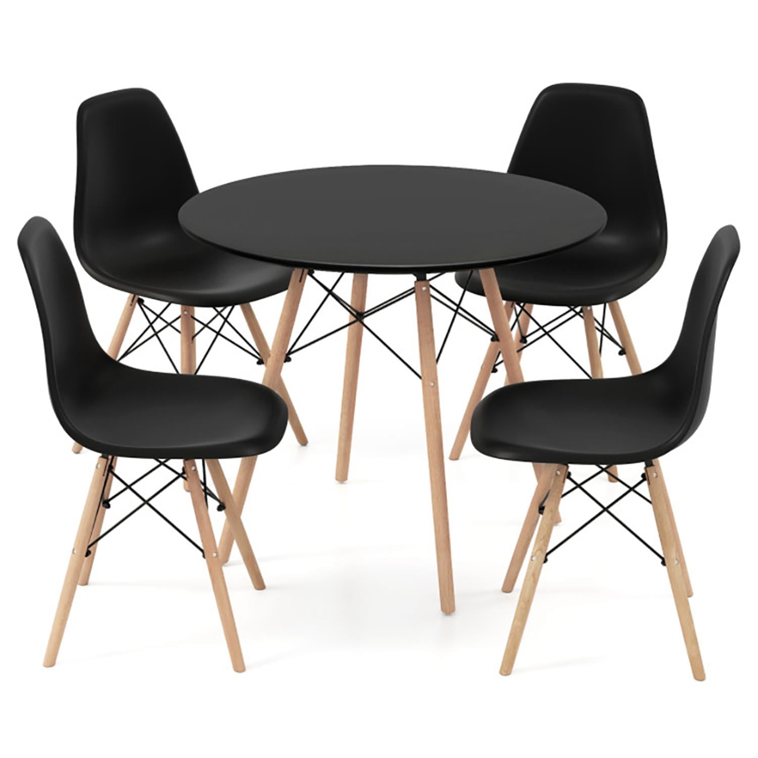 Demi Bonn 5-Piece Dining Table Set with 4 Chairs, 31"dustrial Kitchen Table with Metal Frame, Perfect for Small Space, Black