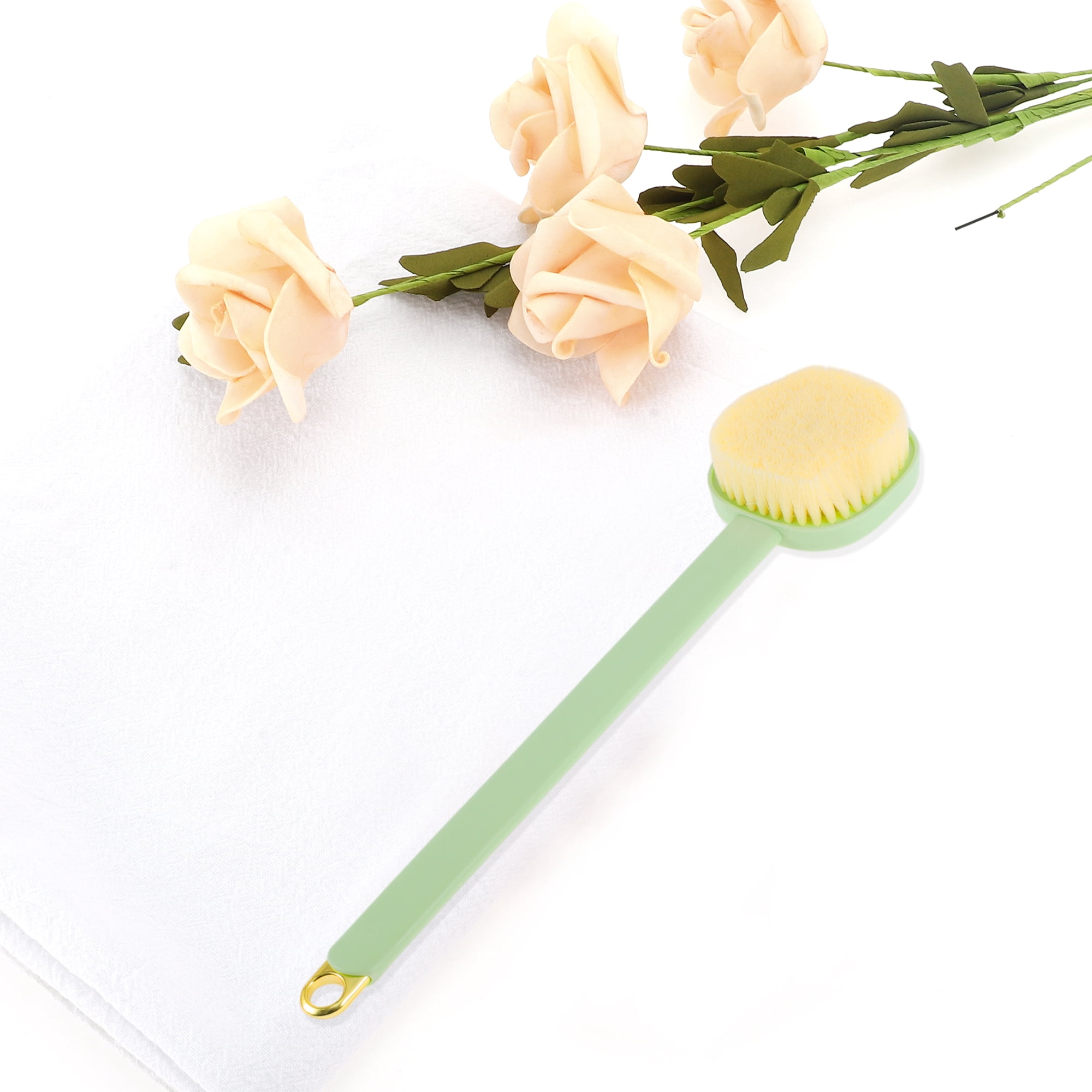 Unique Bargains Long Handle Bath Brush Body Scrubber 13.77"x2.75"x1.37" 1 Pc Green
