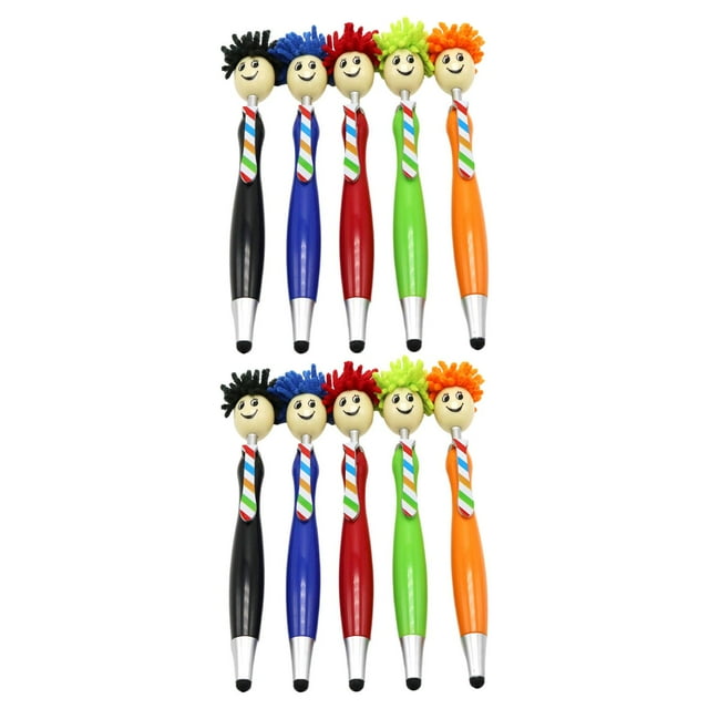 Tachiuwa Retractable Ballpoint Pens 3 in 1 Mop Head Touchscreen Ballpoint Pens 10Pcs