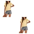 thumbnail image 1 of Minnieouse Camiseta de mujer con volantes de Color sólido cuello estética linda blusa suelta fiesta noche Club verano Top niñas ropa Type11 NO11, 1 of 6