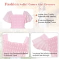 thumbnail image 5 of Aideaone Girls Chiffon Dress Flutter Ruffle Short Sleeve Kids Square Neck Frocks Pink 6-13Y, 5 of 6