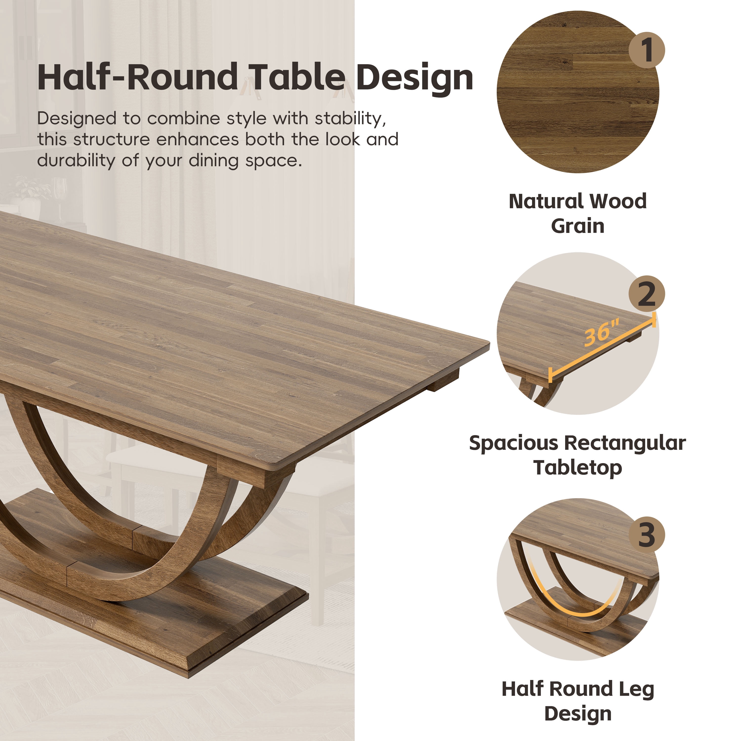 6-Piece Dining Table Set for 6, 59.1" Dining Table with Bench and 4 Dining Chairs