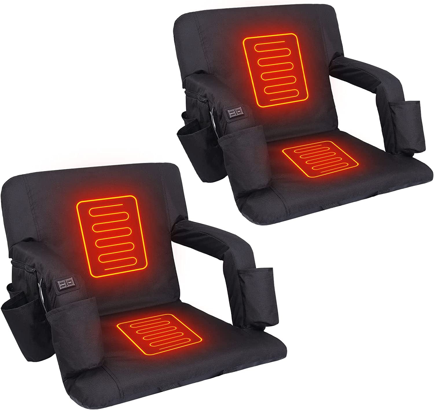 2 Packs Double Heated Stadium Seats for Bleachers with 6 Reclinng