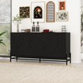 thumbnail image 4 of Lunale 59.13" Carved 4 Door Storage Sideboard Cabinet, Buffet Cabinets with Adjustable Shelf for Living Room, Bedroom, Black, 4 of 7