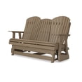 thumbnail image 6 of Benjara BM315940 67 in. Sami Outdoor Adirondack Glider Loveseat with Dropdown Cupholders, Brown, 6 of 7