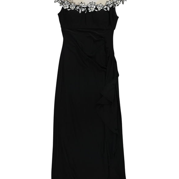 MSK Womens Embellished Gown Dress, Black, Petite, 8P