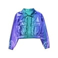 thumbnail image 3 of iiniim Girls Kids Sequins Hip Hop Jazz Outerwear Shiny Metallic Bomber Jacket Coat Disco Party Blue 10, 3 of 7