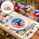 thumbnail image 1 of Manteles individuales de lino con estampado clásico de tres colores para el Día de la Independencia, para restaurantes, cocinas, fiestas, decoración de mesas, 4 unidades, 1 of 7