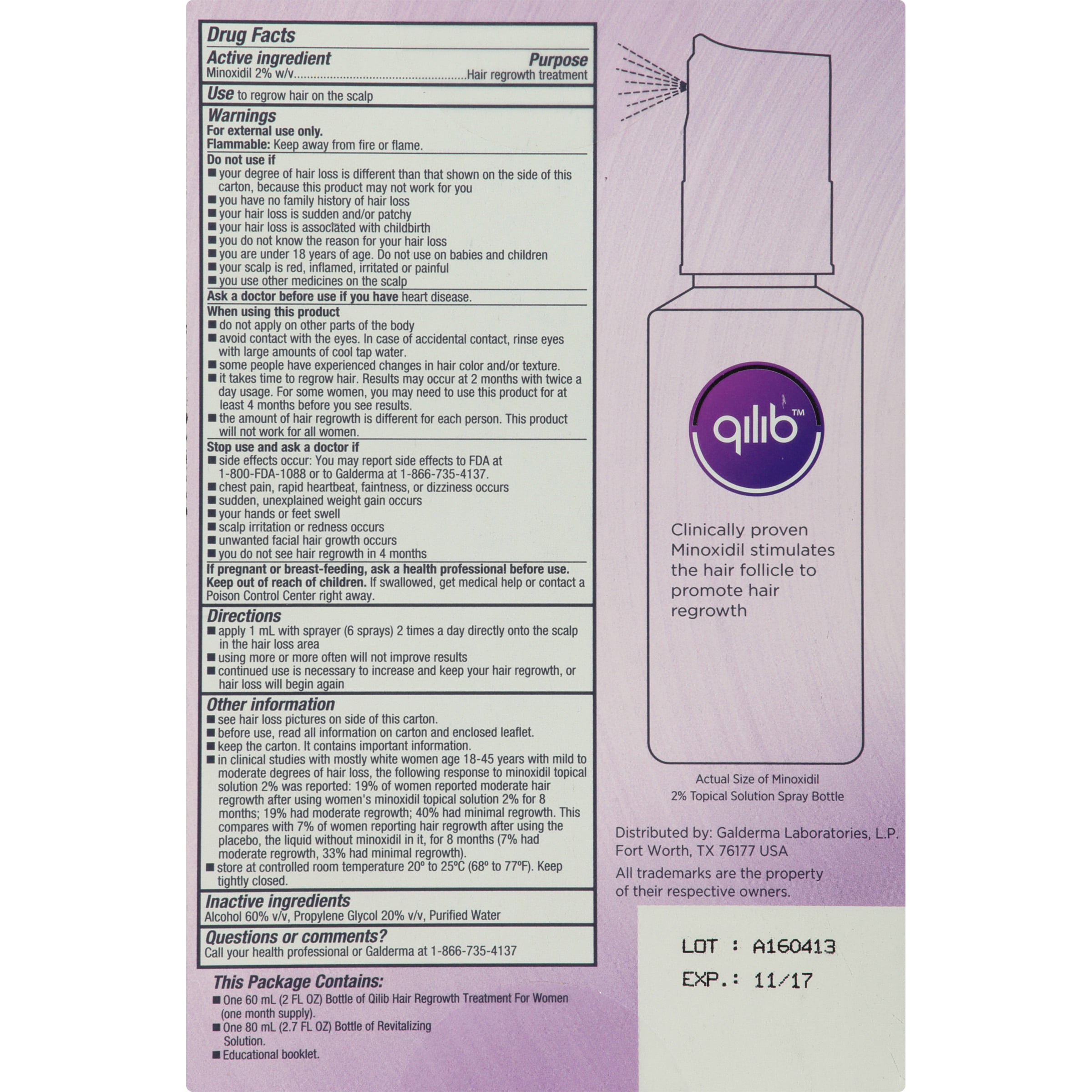 Qilib Hair Regrowth + Revitalization System for Women 2 Product System   fl. oz. Box 